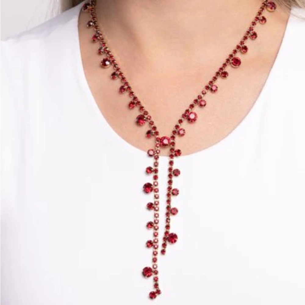 Elegant Red Necklace with FREE Dangle Earrings